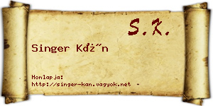 Singer Kán névjegykártya